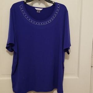 Deep Blue Blouse w/ detailed neck